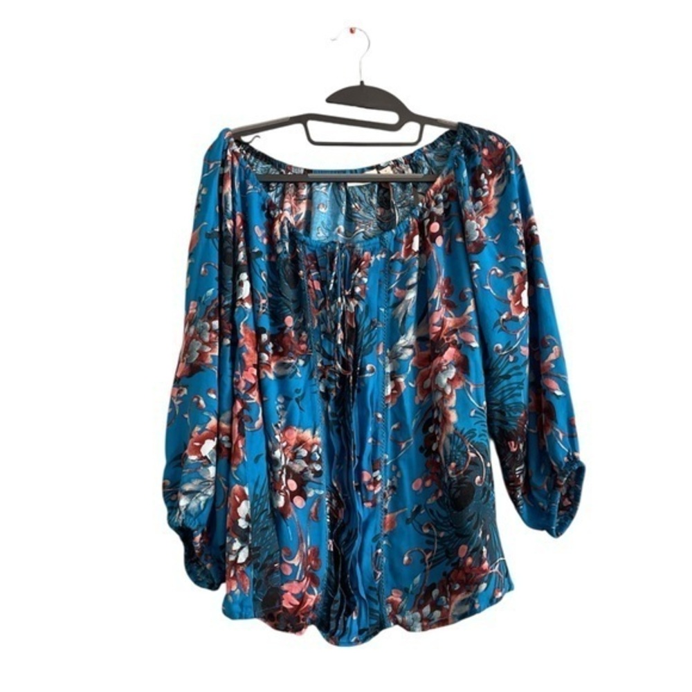 EVA MENDES Floral Peasant 3/4 Sleeve Blouse Size S